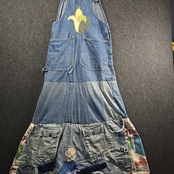 Big Mac Pieced Denim Jumper Bib Overall Dress - Picture 9 of 12